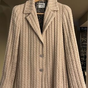 CHANEL sweater coat neutral beige button front GORGEOUS!! AUTHENTIC Guaranteed